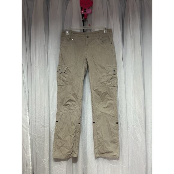 Kuhl Legendary Pants Womens 10 Tan Roll Tab Hiking Cargo Outdoor Trail Camp - Picture 1 of 12